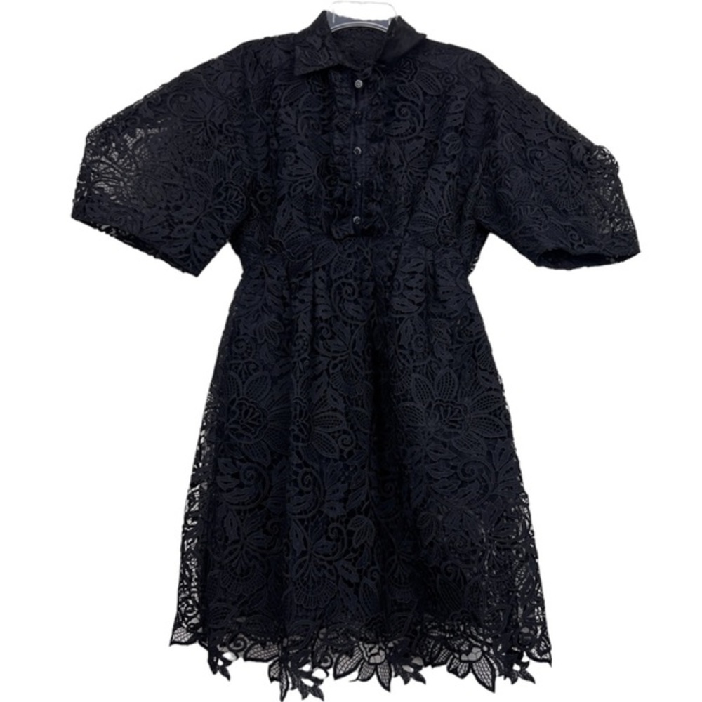 Carolina Herrera Black Lace Midi Dress